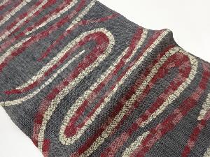 紗紬変わり横縞模様織出し名古屋帯